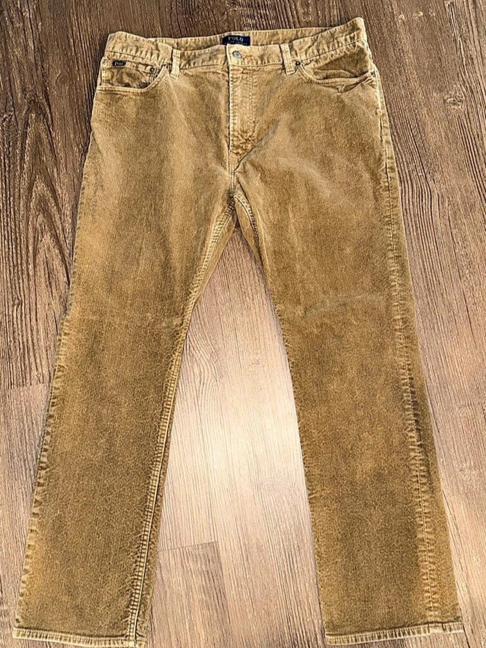 Polo Ralph Lauren Chino Trousers Mens W36 L30 Brown Stretch Corduroy Slim Fit